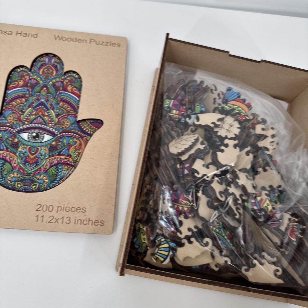 Wooden Jigsaw Puzzle‎ for Adults by ZenChalet 200 Pieces Hamas Hand Complete - Picture 2 of 5